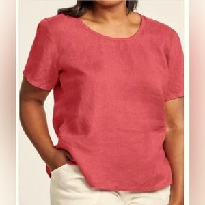 FLAX | 100% Linen Fundamental Tee | Short Sleeve Oversized Salmon Small / Medium